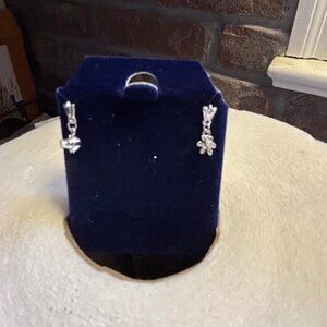 Two Pair Dainty 14kwg & Diamond Earrings